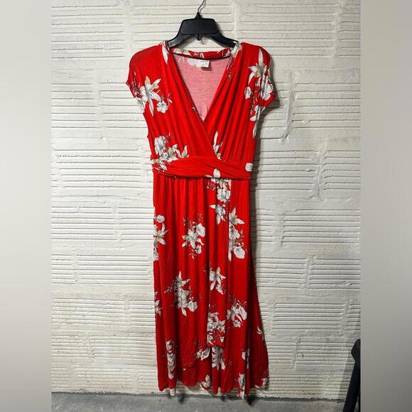 Soma Dress Floral Red With Pockets Size Medium - Picture 1 of 7